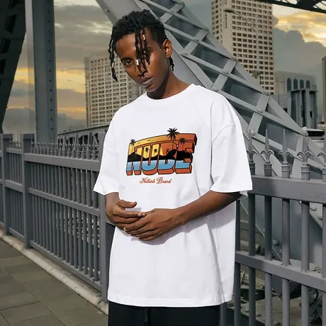 Nuthink欧美潮牌西海岸t恤男潮大码短袖嘻哈潮流宽松半截袖上衣商品大图