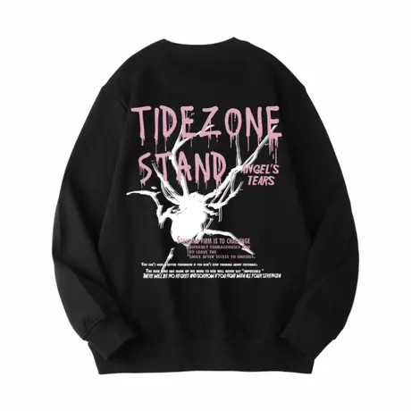 Ohlyah粉字母大蜘蛛涂鸦美式情侣印花卫衣男女秋新款重磅宽松上衣商品大图