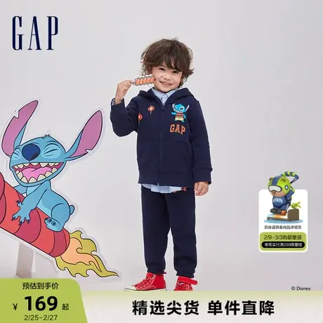 【史迪奇联名】Gap男幼童春季2024新年款抓绒保暖束脚卫裤847196商品大图