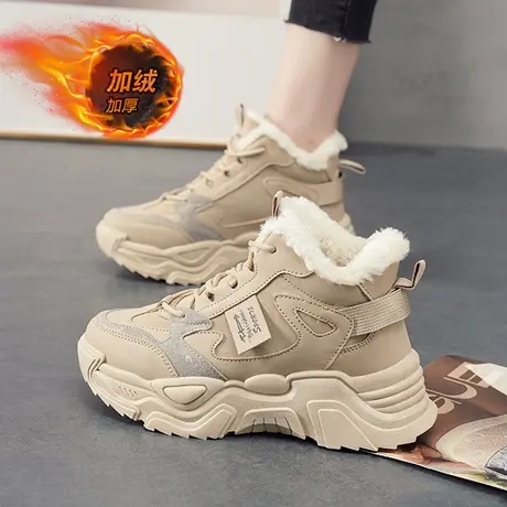 雪地靴女鞋2024新款冬季加绒加厚保暖棉鞋韩版高帮运动休闲老爹鞋图片