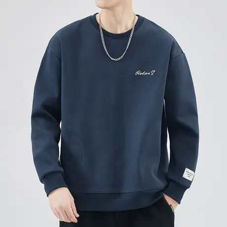 2023新款男生秋季高级感圆领卫衣春秋款中性风套头长袖上衣服男装图片