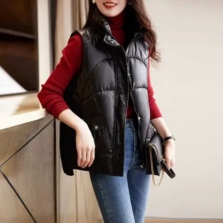 时尚气质百搭马甲2022年冬季新款淑女温柔宽松显瘦通勤坎肩外套商品大图