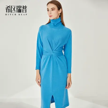希区瑞普高领纯羊毛小众设计感针织裙温柔大牌羊绒慵懒风软糯毛衣图片