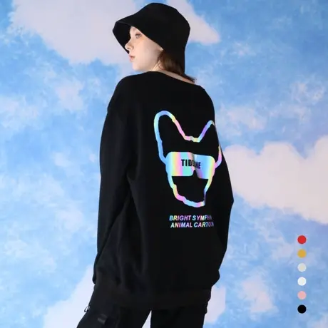 oversize卫衣女男情侣装宽松纯棉套头圆领休闲长袖学生大码运动服商品大图