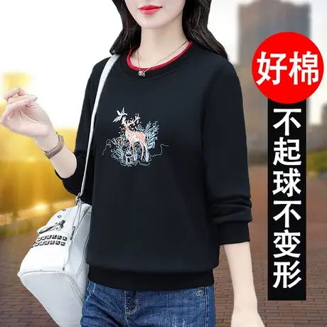 恋上17号圆领卫衣女春季2023年新款洋气减龄中年妈妈春秋宽松大码图片