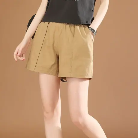韩潮袭人松紧腰休闲短裤热裤女夏季新款宽松显瘦百搭直筒哈伦裤薄图片