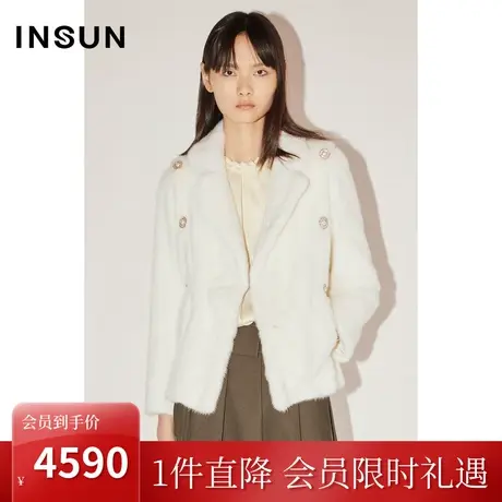 恩裳COVER冬季2022时尚整貂毛皮短外套钉珠减龄化轻商务皮草商品大图