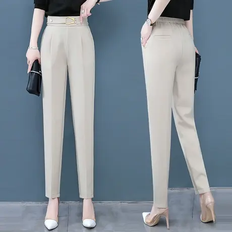 时尚哈伦裤女夏季薄款2023高腰显瘦直筒休闲萝卜裤小脚职业小西裤图片