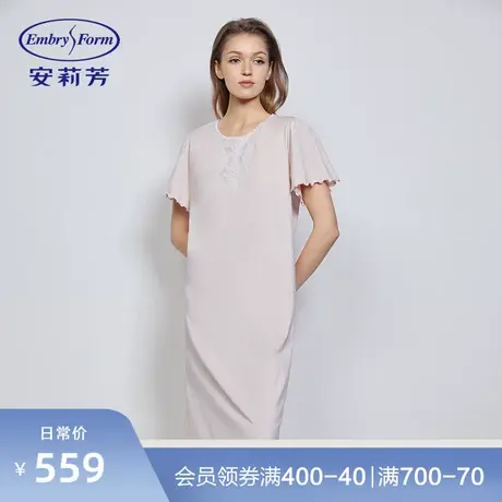 【爽肤衣】安莉芳圆领参考棉质睡裙女士可外穿短袖家居裙ELW0568商品大图