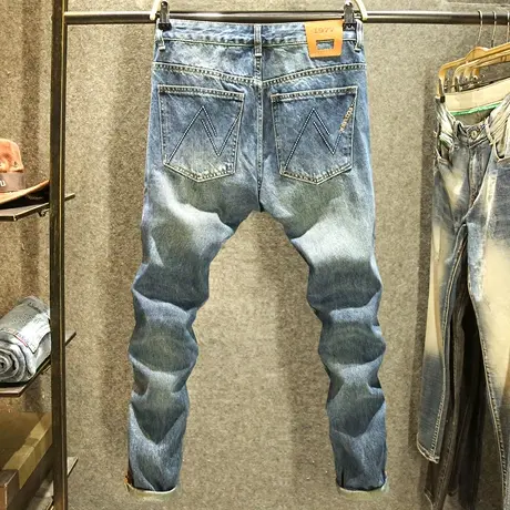 秋季宽松直筒牛仔裤男款高街百搭哈伦裤子2023斜口袋设计休闲长裤商品大图