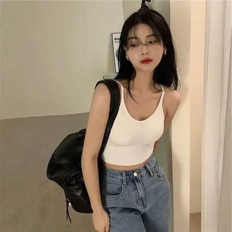 辣妹露背运动吊带背心女早春2024年新款内搭外穿ins短款打底上衣图片