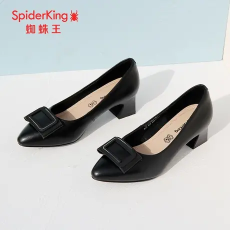 SPIDER KING/蜘蛛王女鞋真皮2022春商场新款单鞋小高跟工作鞋软底图片