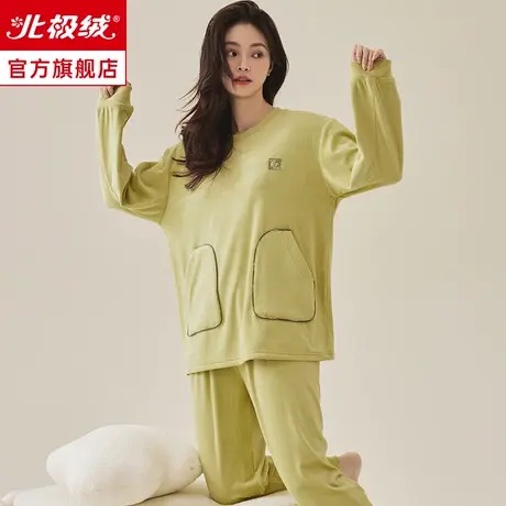海岛绒睡衣女秋冬季2023年新款休闲简约可外穿保暖女士家居服套装商品大图