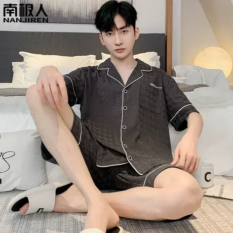 男士睡衣夏季男款纯棉短袖2024新款青少年男生沉稳套装家居服夏款图片