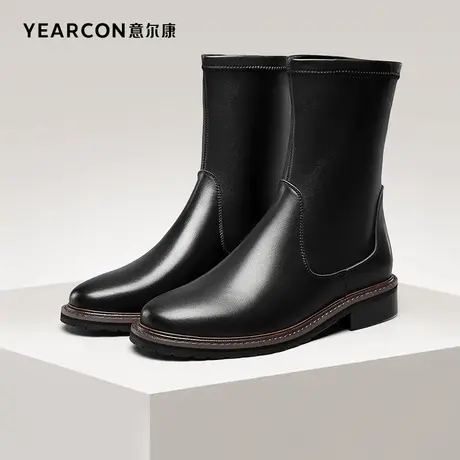 意尔康女鞋官方旗舰店中筒靴女冬季加绒保暖女士靴子棉鞋商品大图