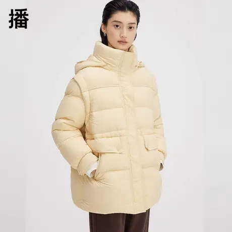 播面包羽绒服女2023秋冬新款小个子短款保暖连帽外套DDQ4RD5504商品大图