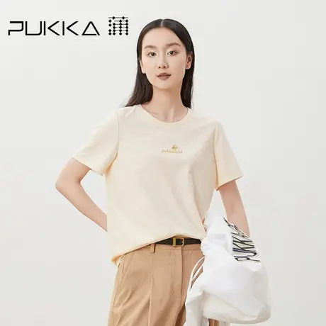 蒲PUKKA 经典圆领短袖T恤2023年新款女装宽松休闲刺绣设计感上衣图片