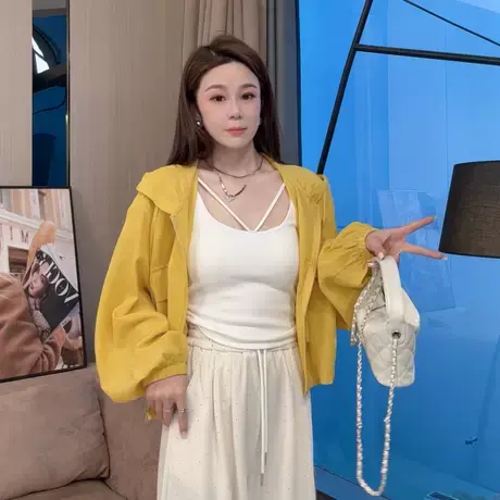高级感连帽防晒衣女薄纱2025新款夏季宽松小个子透气防晒衫短外套商品大图