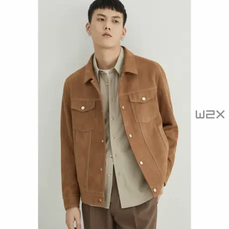 w2x春秋季麂皮绒夹克男2023年新款潮流百搭工装外套痞帅休闲上衣商品大图