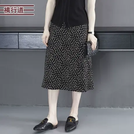 2023夏季新款韩版淑女碎花中长款雪纺松紧半身裙大码显瘦女装外穿图片