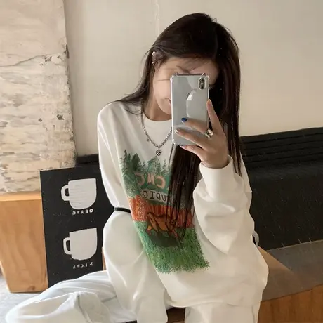 大码oversize潮牌卫衣女宽松bf慵懒风秋冬加绒韩版chic港味外套潮商品大图