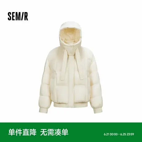 [商场同款]森马羽绒服女oversize潮流2024冬新款连帽拼接外套时尚图片