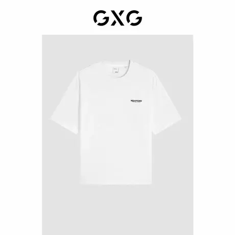 GXG男装商场同款白色后背印花圆领短袖T恤24年夏季新品G24X442113商品大图