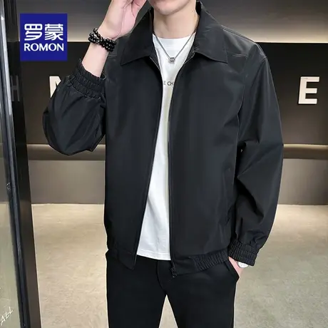 罗蒙男士时尚百搭翻领夹克衫2025秋季新款简约舒适休闲宽松外套男图片
