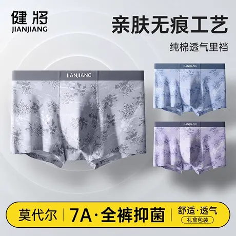 健将莫代尔男士内裤男款抑菌平角裤无痕透气高档品牌四角短裤男生商品大图