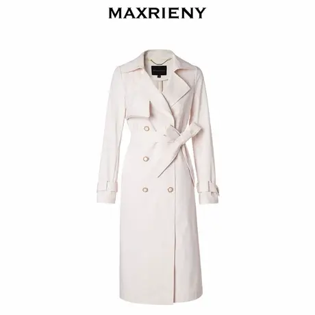 【奥莱】MAXRIENY米白蕾丝拼接风衣春季大衣外套女商品大图