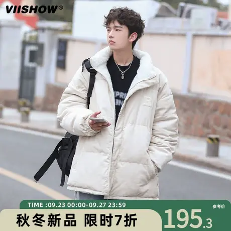 VIISHOW棉服男外套两面穿加绒加厚宽松休闲立领冬季短款ins潮牌商品大图