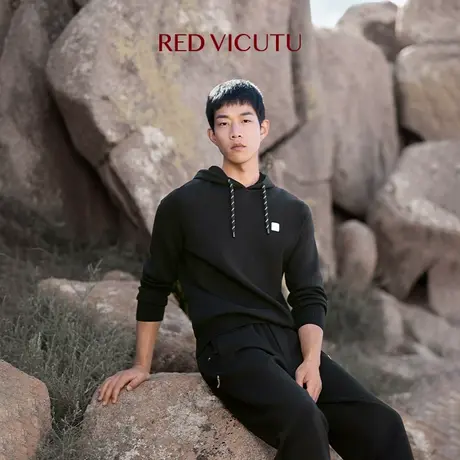 VICUTU/威可多男士长袖T恤舒适亲肤时尚连帽商务休闲百搭卫衣图片