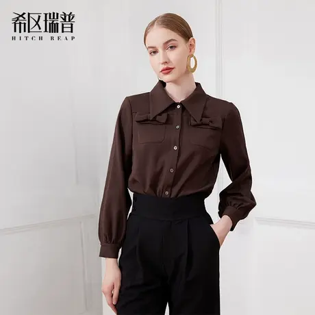 希区瑞普2025春季新款蝴蝶结浪漫主义穿搭休闲衬衫女商务通勤复古商品大图