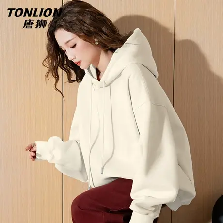 唐狮官方连帽卫衣女春秋款2026新款女士宽松显瘦套头上衣外套女VB图片