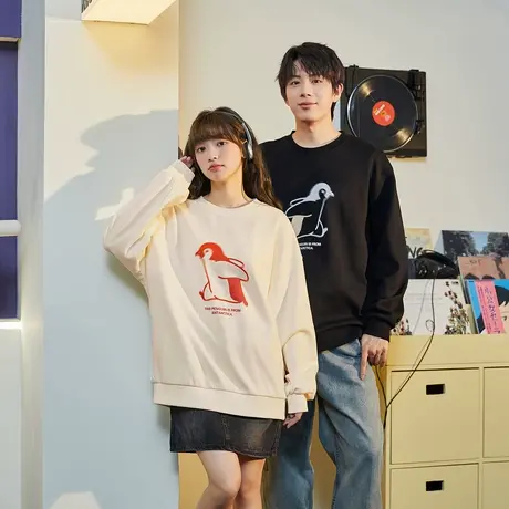 唐狮春秋季新款情侣卫衣企鹅卡通图案可爱风百搭超好看宽松时尚TE商品大图