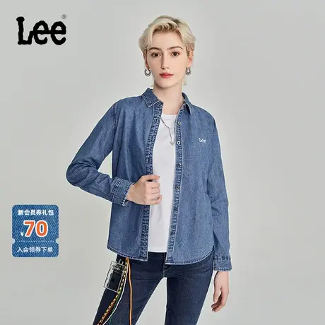 Lee商场同款23秋冬新品标准版中浅蓝女牛仔衬衫LWT0067096DE-052图片