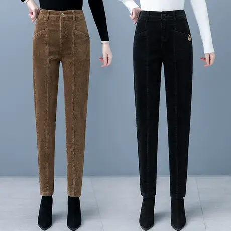 灯芯绒哈伦裤女2023年新款秋冬季高腰宽松显瘦中年妈妈条绒裤子图片
