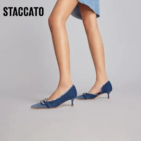 思加图新款甜美尖头气质细跟高跟单鞋渐变猫跟鞋单鞋S2130AQ3商品大图