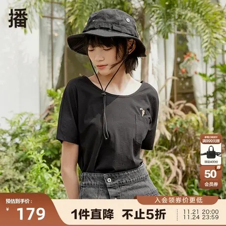 播夏季新款低圆领趣味印花蝙蝠短袖印花装饰T恤女BDP2YD0552图片