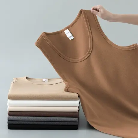 300g重磅德绒背心男秋冬健身运动坎肩双面绒打底马甲保暖无袖吊带图片