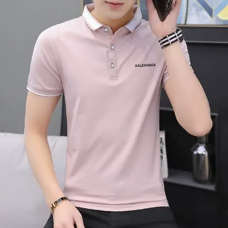 2023新款短袖polo衫男潮牌翻领t恤保罗上衣服男夏季冰丝光棉半袖商品大图