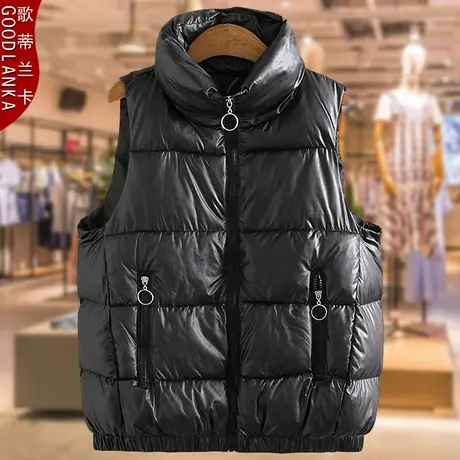 加肥加大码秋冬羽绒棉马甲女200斤宽松妈妈加厚保暖短袖棉衣马甲商品大图