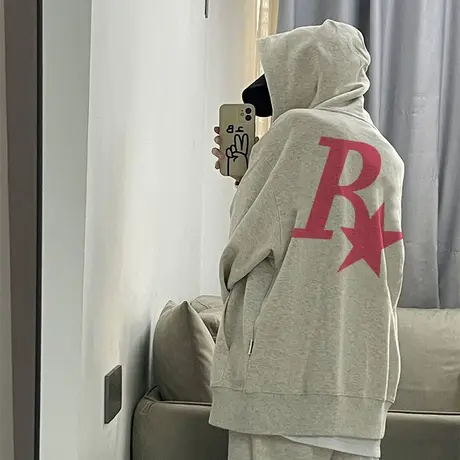 灰色大码薄款连帽卫衣女2022新款休闲外套ins潮美式情侣开衫上衣商品大图