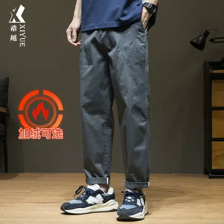 2025夏季新款直筒休闲裤男春秋工装男士灰色锥形宽松大码九分裤子图片