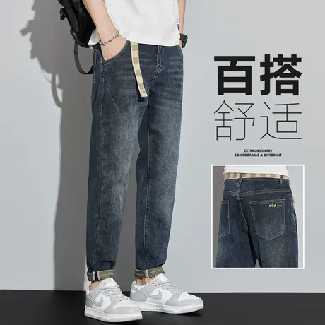 春季春秋款夏季男裤潮牌新塘高端牛仔裤男士直筒宽松休闲九分裤子商品大图
