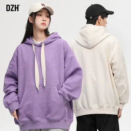 情侣加厚连帽卫衣男春秋款斜纹宽松上衣情侣装2023新款打底衫外套商品大图