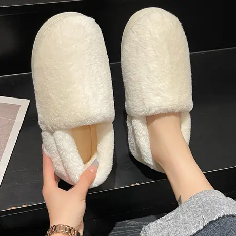 防滑外穿棉拖鞋毛舒服保暖情侣室内男女毛绒居家用包跟秋冬季ins商品大图