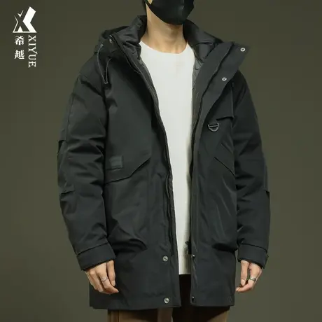 鸭绒可拆卸内胆羽绒服男冬季户外棉服外套宽松大码男士中长款风衣图片