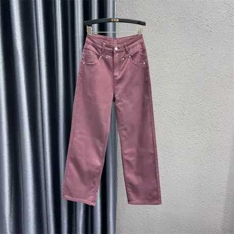 欧货韩版阔脚直筒牛仔裤女24春季新款高腰宽松显瘦百搭休闲拖地裤商品大图