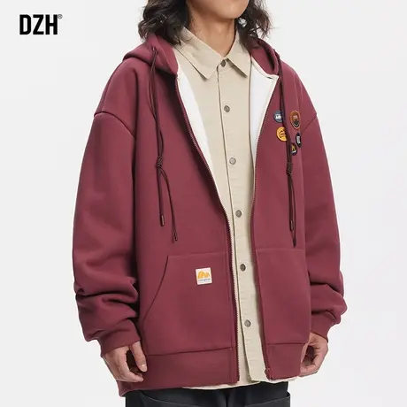 男生开衫红色卫衣男潮牌连帽外套2024春季新款男装龙年红衣服男款商品大图